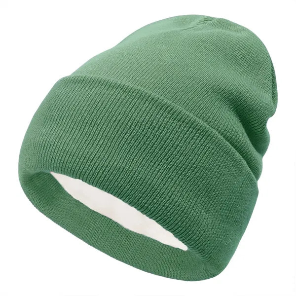 Double Layered Knit Hat Fleece Lined Cuffed Beanie Cap