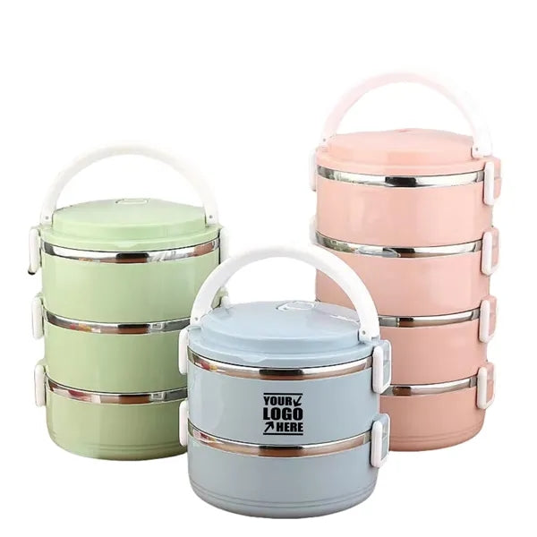 4-layer Round Stainless Steel Leak-Proof Insulated Lunch Box
