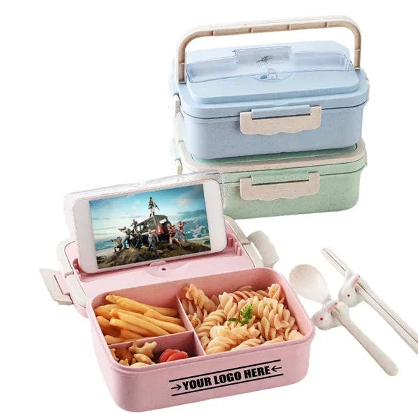 3-Compartment Lunch Box with Phone Stand