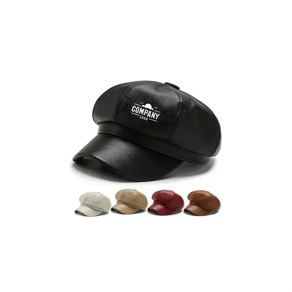 Pu Leather Octagonal Cap