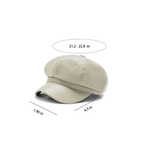 Pu Leather Octagonal Cap