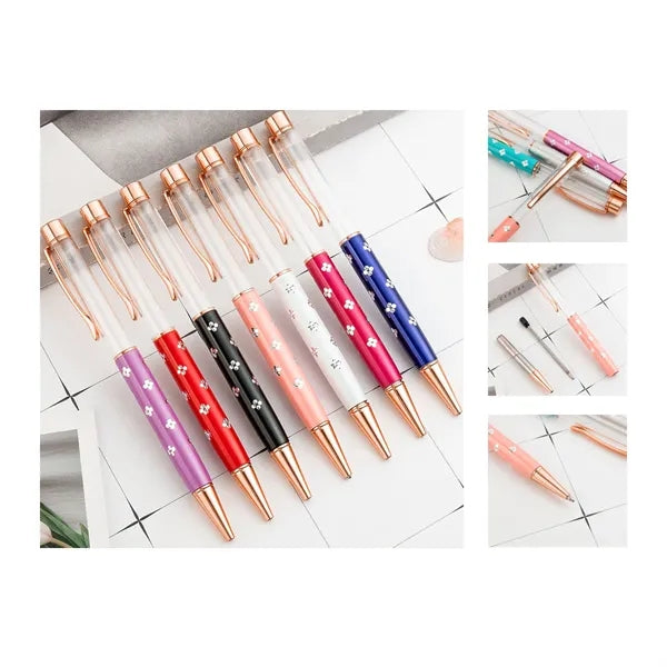 Floral Crystal DIY Ballpoint Pens for Office & School