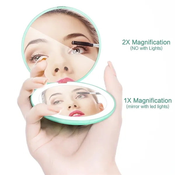 Circular Fold Led Lighted Make-Up Mirror