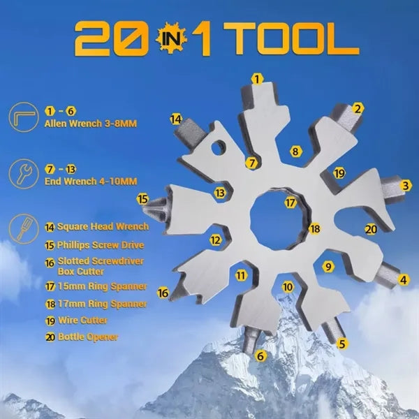 18 in 1 Multitool Snowflake W/ Keychain