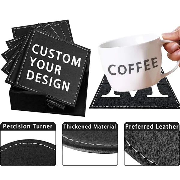 Leather Coaster Set of 6