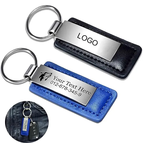 Metal Leather Keychain for Car