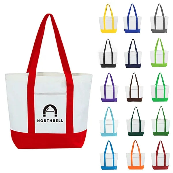 12 Oz Canvas Boat Tote Bag With Front Pocket