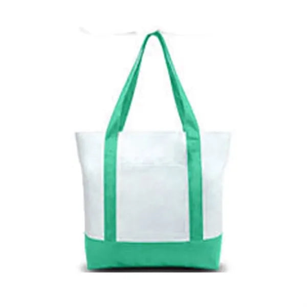 12 Oz Canvas Zippered Boat Tote Bag With Front Pocket