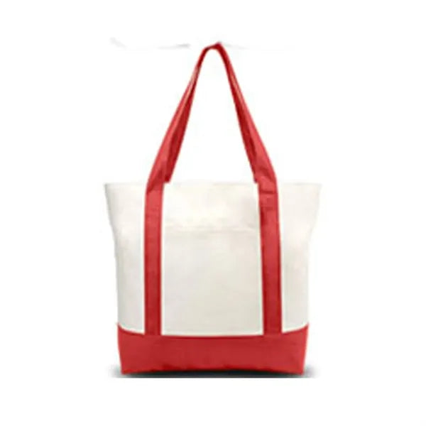 12 Oz Canvas Zippered Boat Tote Bag With Front Pocket