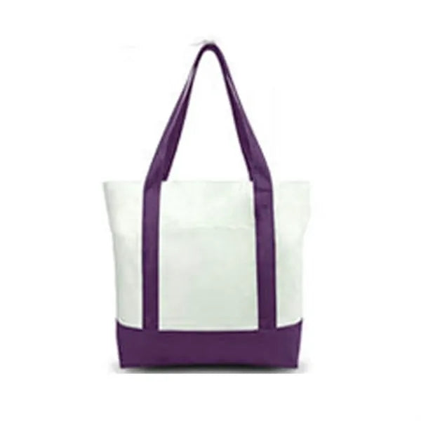 12 Oz Canvas Zippered Boat Tote Bag With Front Pocket
