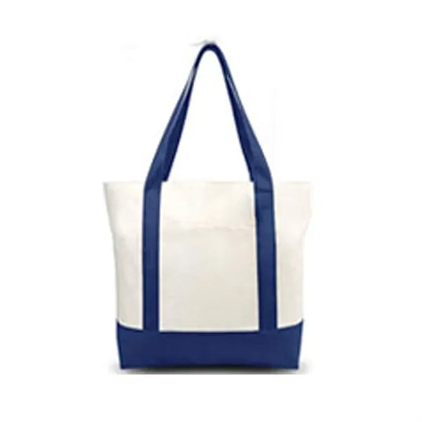 12 Oz Canvas Zippered Boat Tote Bag With Front Pocket