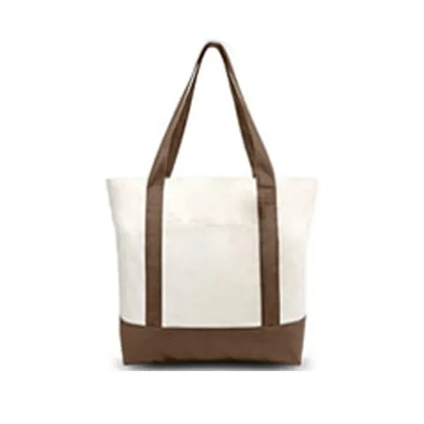 12 Oz Canvas Zippered Boat Tote Bag With Front Pocket