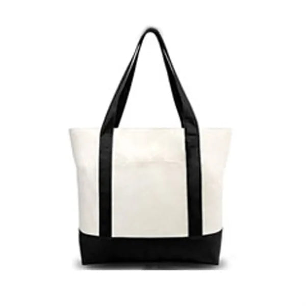 12 Oz Canvas Zippered Boat Tote Bag With Front Pocket