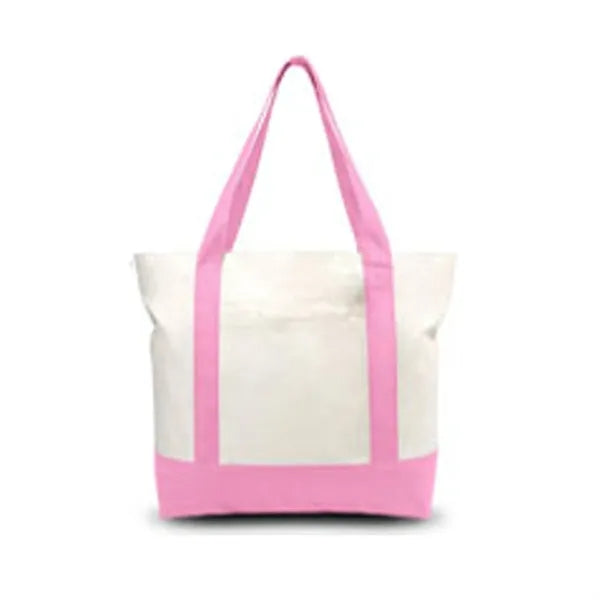 12 Oz Canvas Zippered Boat Tote Bag With Front Pocket
