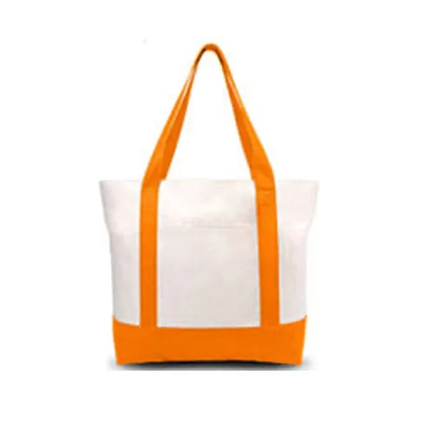 12 Oz Canvas Zippered Boat Tote Bag With Front Pocket