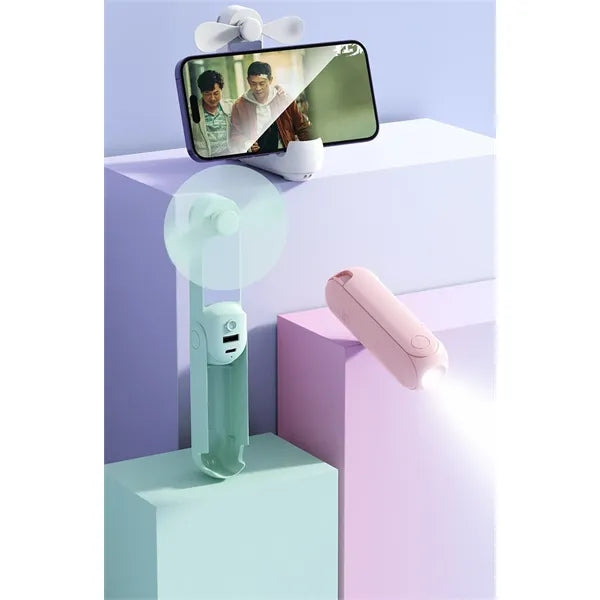 Multifunctional Portable Fan with Flashlight and Power Bank