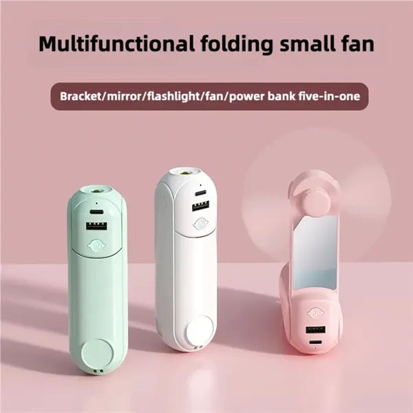 Multifunctional Portable Fan with Flashlight and Power Bank