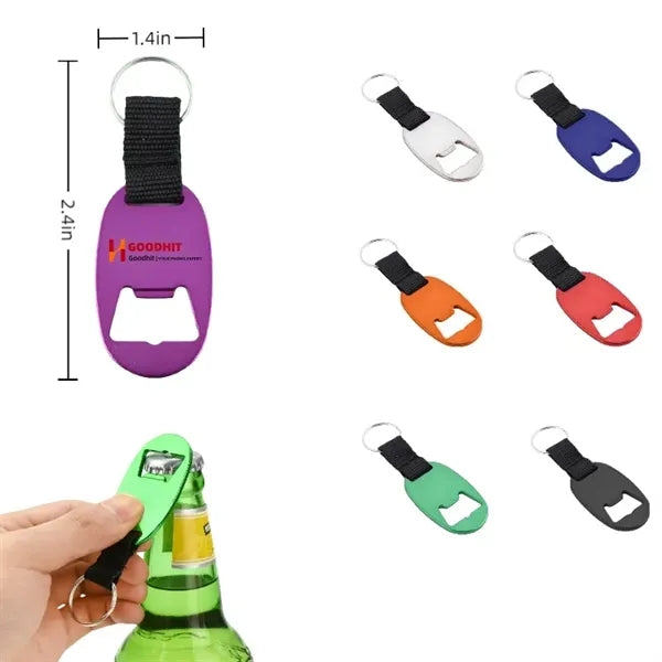 Oval Bottle Opener Keychain w/ Strap