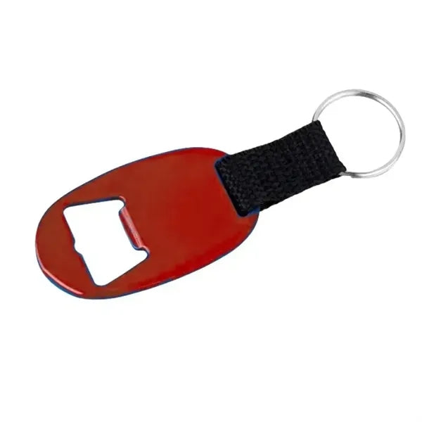 Oval Bottle Opener Keychain w/ Strap