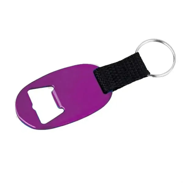 Oval Bottle Opener Keychain w/ Strap