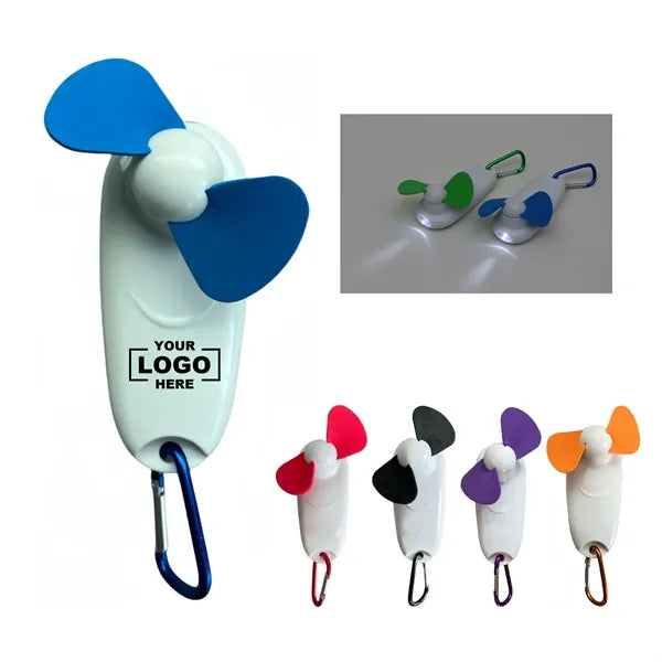 2 In 1 Portable Mini Led Handheld Cooling Fan With Carabiner