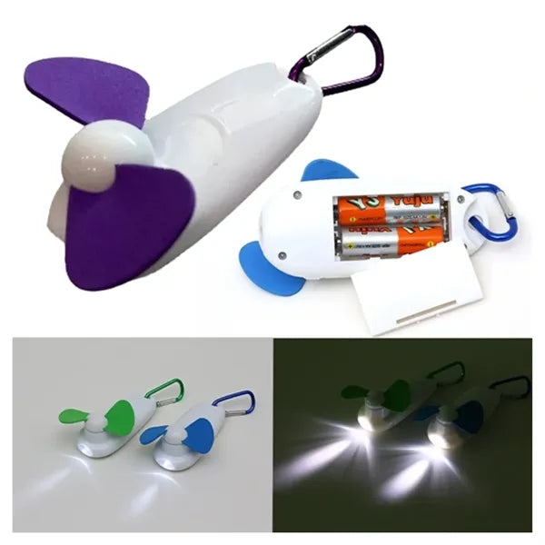 2 In 1 Portable Mini Led Handheld Cooling Fan With Carabiner