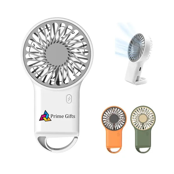 2 In 1 Rechargeable Handheld Desktop Fan With Carabiner