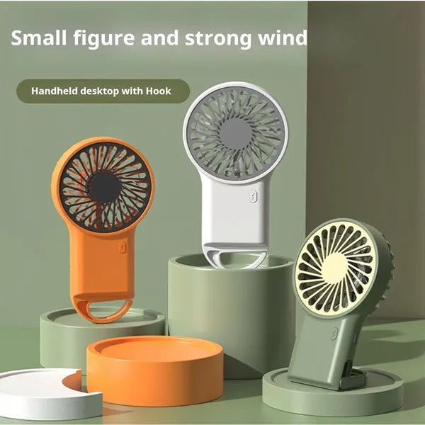 2 In 1 Rechargeable Handheld Desktop Fan With Carabiner