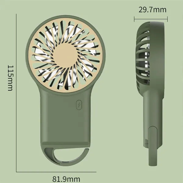 2 In 1 Rechargeable Handheld Desktop Fan With Carabiner