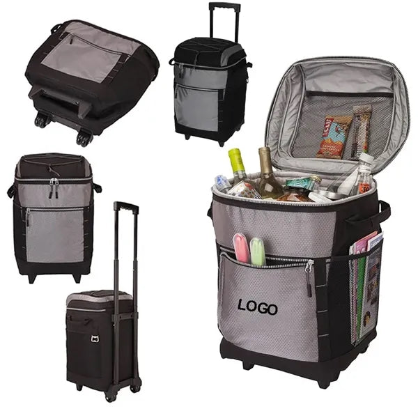 30 Can Oxford Cloth Rolling Cooler Bag W/ Bottle Opener