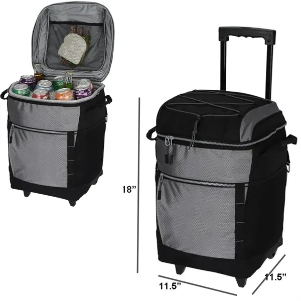 30 Can Oxford Cloth Rolling Cooler Bag W/ Bottle Opener