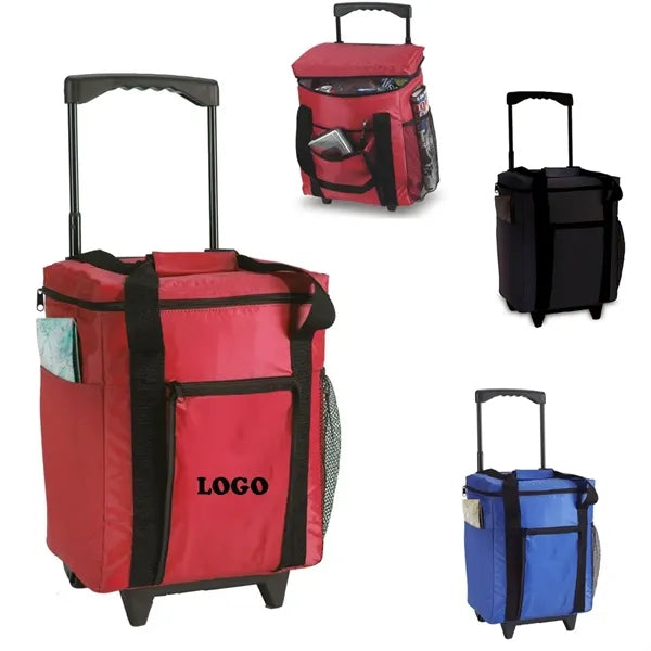 24 Can Oxford Cloth Rolling Cooler Bag W/ Telescoping handle