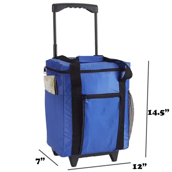 24 Can Oxford Cloth Rolling Cooler Bag W/ Telescoping handle