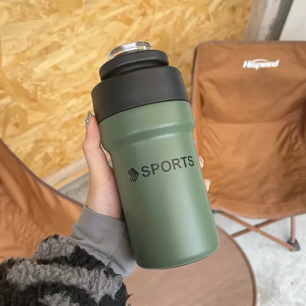 304 17 Oz Coffee Cup With Straw Outdoors