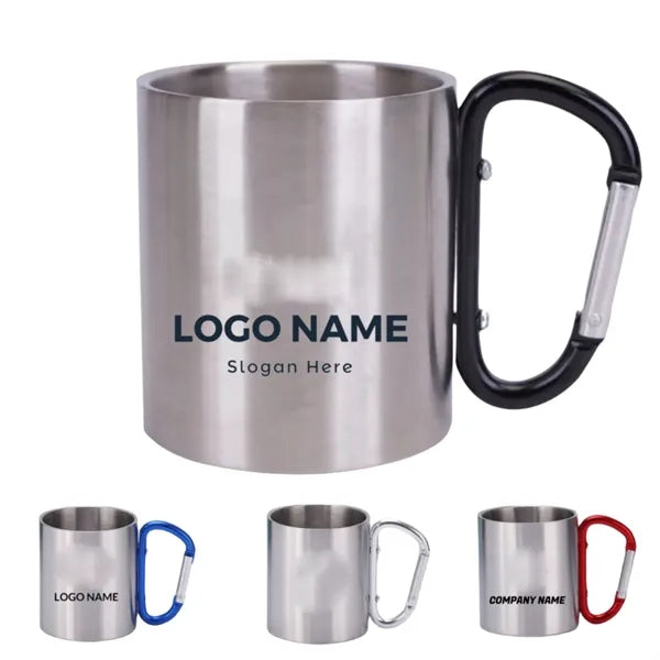 10 Oz. Stainless Steel Camping Carabiner Mug