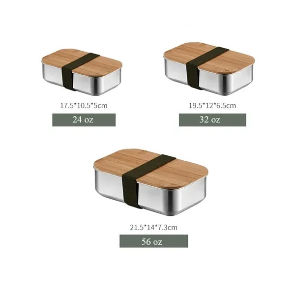 32 oz Stainless Steel Lunch Box with Bamboo Lid