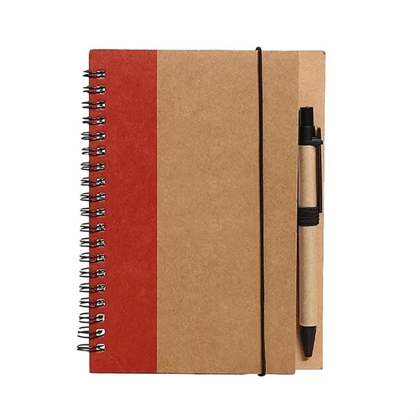 Kraft Paper Spiral Notebook with Elastic Band and Pen Holder
