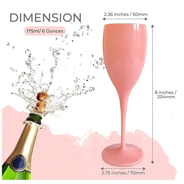 6 oz Shatterproof Plastic Champagne Flutes Party Drinkware