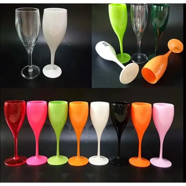 6 oz Shatterproof Plastic Champagne Flutes Party Drinkware