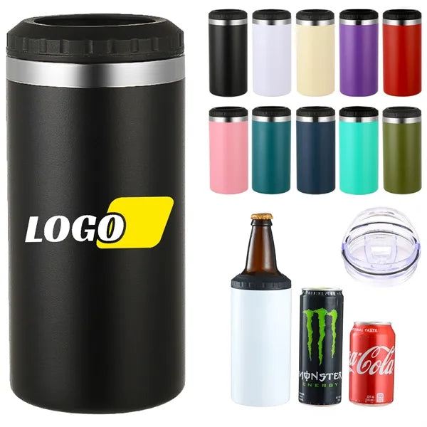 16 Oz Stainless Steel Can Cooler With Lid
