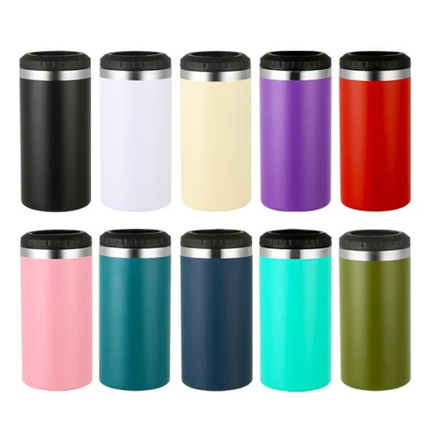 16 Oz Stainless Steel Can Cooler With Lid