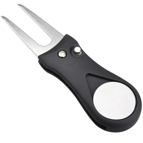 Foldable Golf Divot Repair Tool With Metal Ball Marker