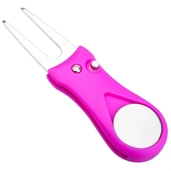 Foldable Golf Divot Repair Tool With Metal Ball Marker