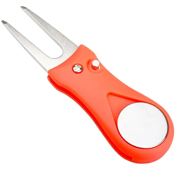 Foldable Golf Divot Repair Tool With Metal Ball Marker
