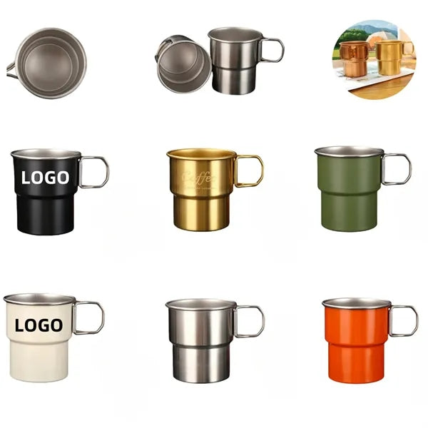 Stackable Camping Cups with Folding Handle