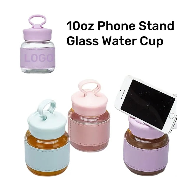 10Oz Phone Stand Glass Water Cup