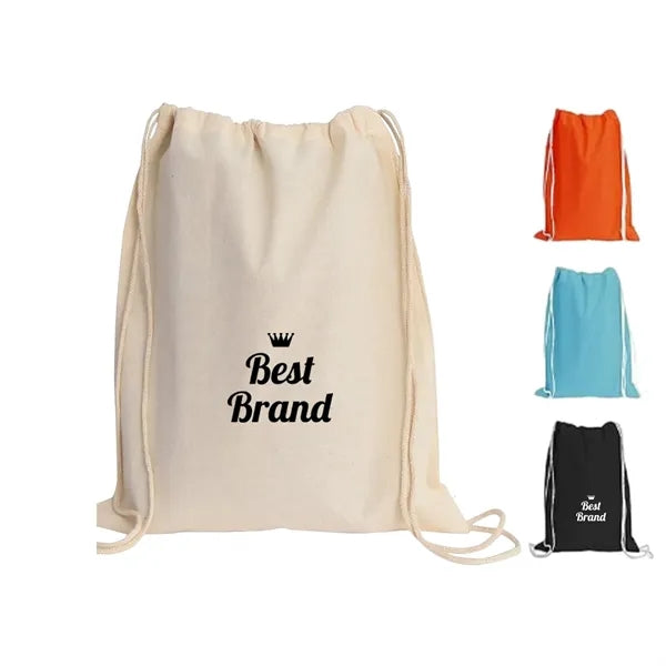 Durable Cotton Drawstring Backpack For Outdoor Activities