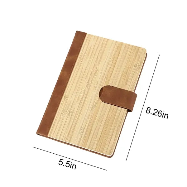 Bamboo And Pu Cover Notebook With Magnet Clip