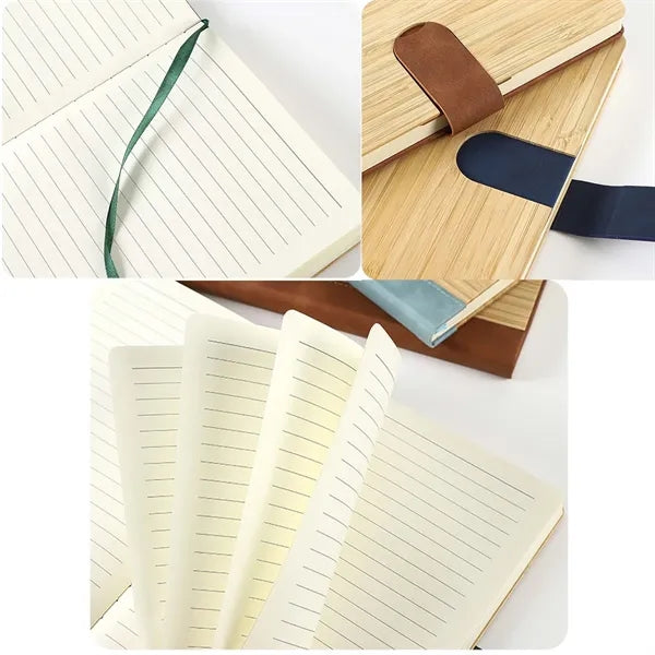 Bamboo And Pu Cover Notebook With Magnet Clip