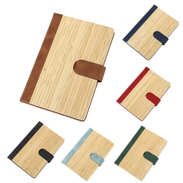 Bamboo And Pu Cover Notebook With Magnet Clip